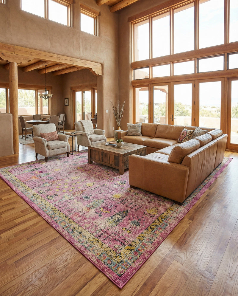 Sierra Collection Area Rug -  Shasta Rectangle Pink  lifestyle 14