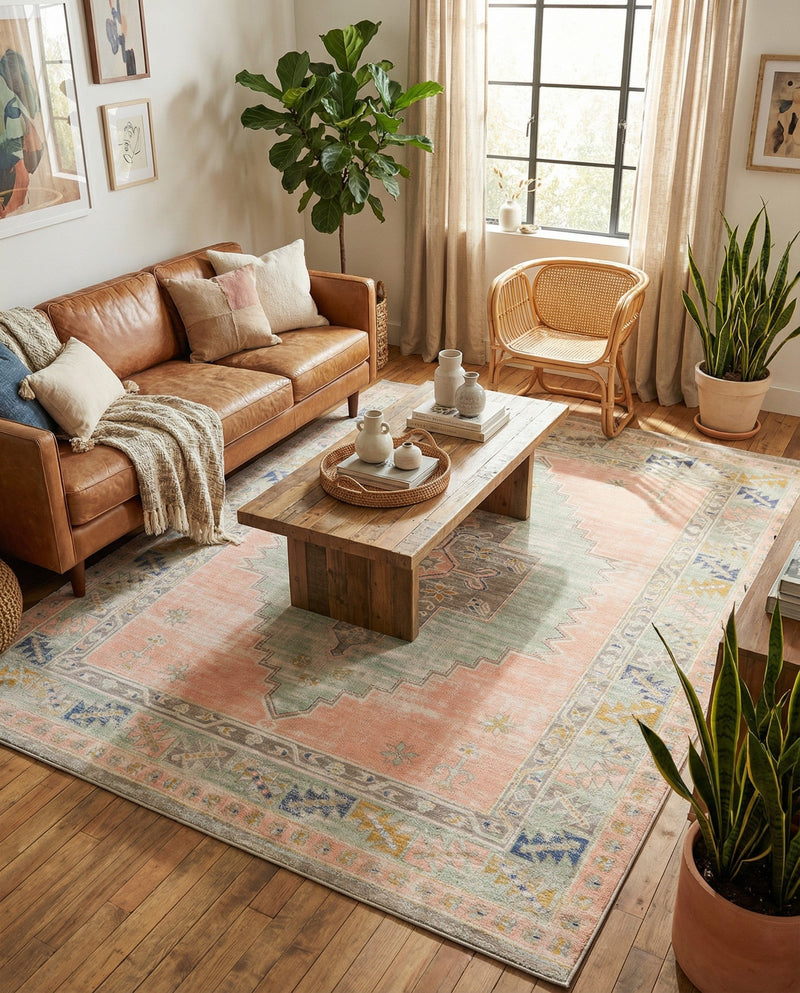 Savannah Series Collection Area Rug -  Augusta (Pink) Rectangle Pink  lifestyle 4
