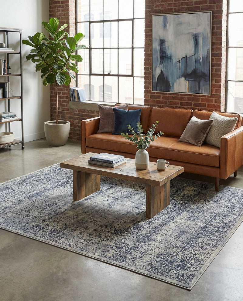 Coastal Manor Collection Area Rug -  Marina Rectangle Blue Gray  lifestyle 11