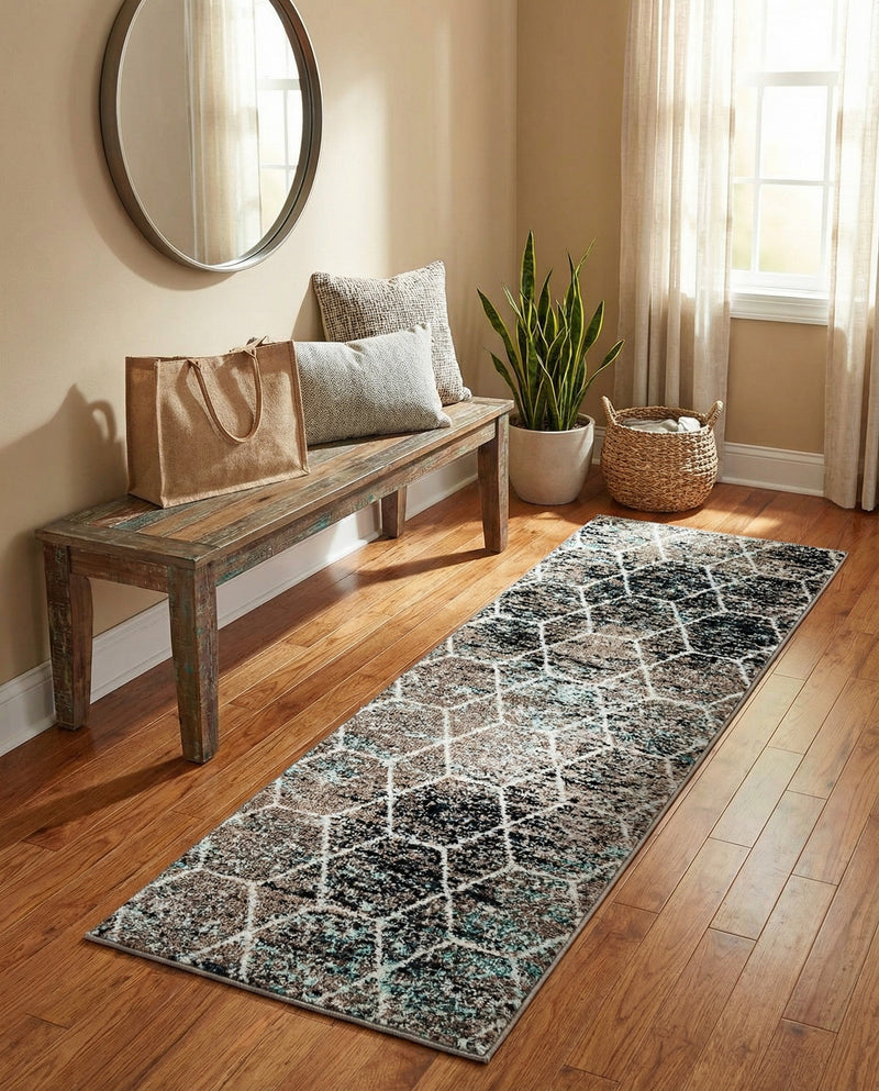 Trellis Mosaic Collection Area Rug - Arborville (Blue Multi) Runner Blue Multi  lifestyle 82