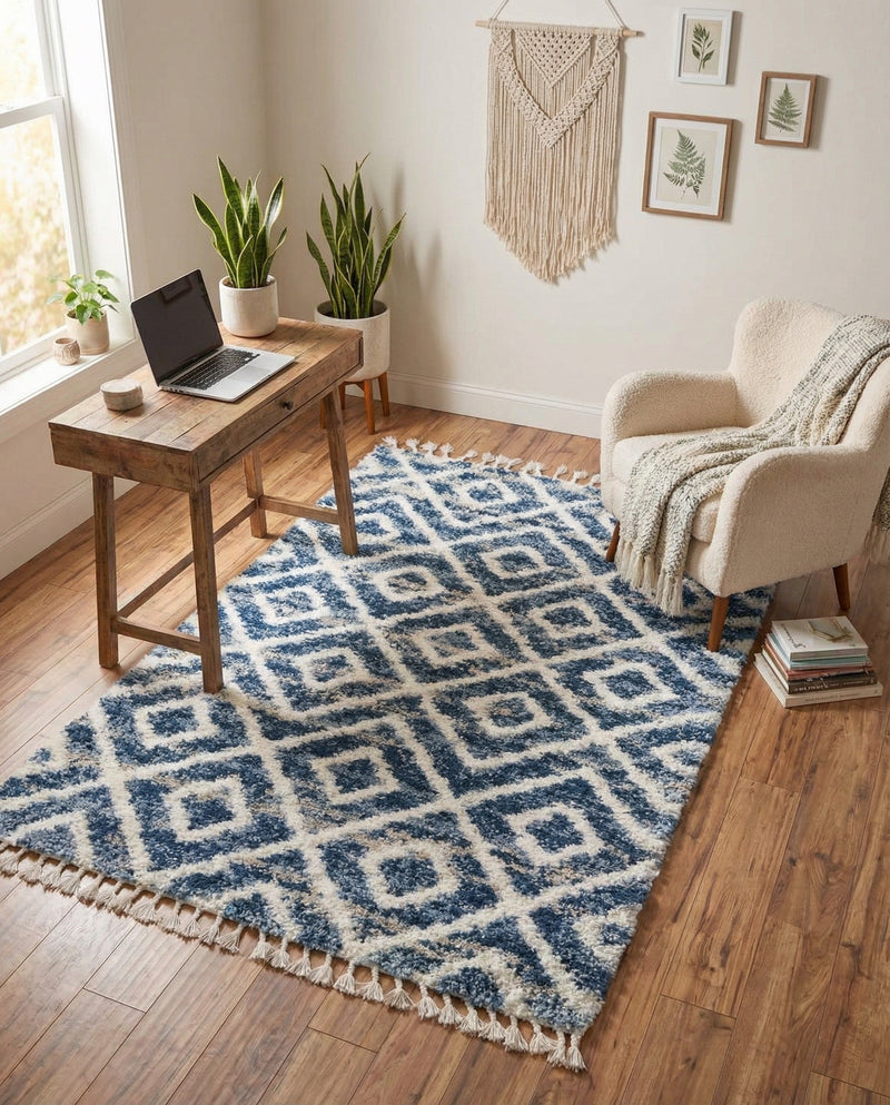 Cozy Cove Shag Collection Area Rug -  Dunes Rectangle Blue  lifestyle 43