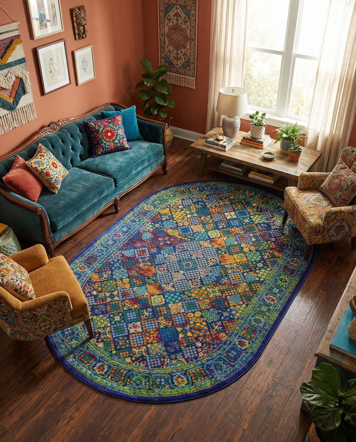 Caribbean Cove Collection Area Rug -  Mustique Oval Navy Blue  lifestyle 68