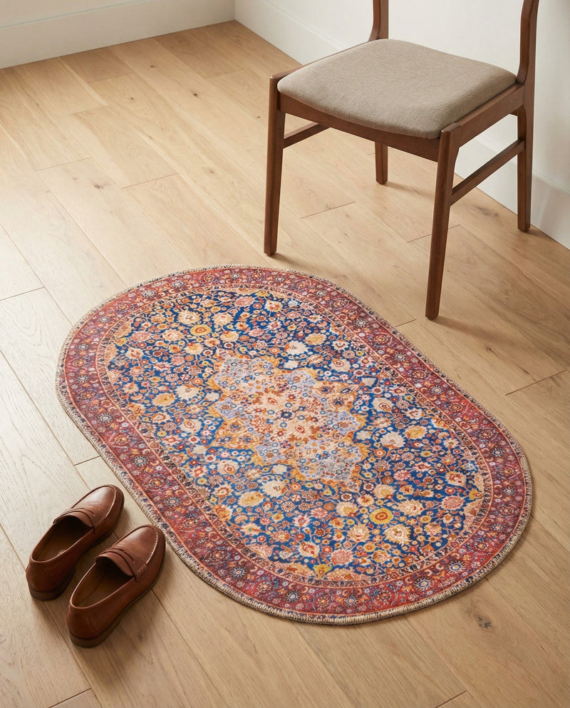 Heritage Elegance Collection Area Rug -  Hearst Oval Navy Blue  lifestyle 52