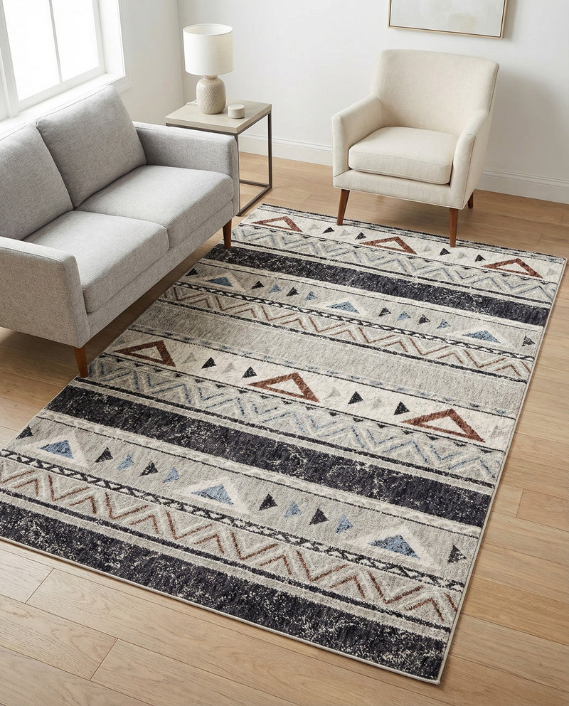 Desert Modern Eco Rug Series Collection Area Rug -  Arches Rectangle Gray  lifestyle 12