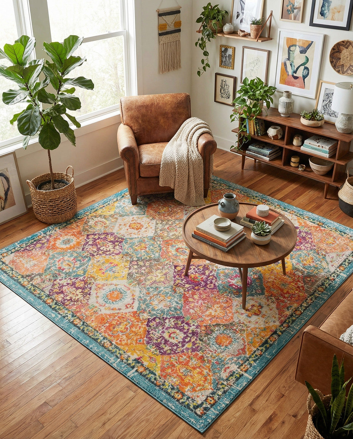 Brighton Terrace Collection Area Rug -  Rottingdean (Multi) Square Multi  lifestyle 96