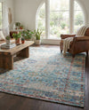 Savannah Threads Collection Area Rug - Tybee Rectangle Teal blue  lifestyle 6