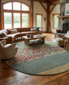 Zagros Oasis Collection Area Rug -  Kermanshah Round Blue  lifestyle 49