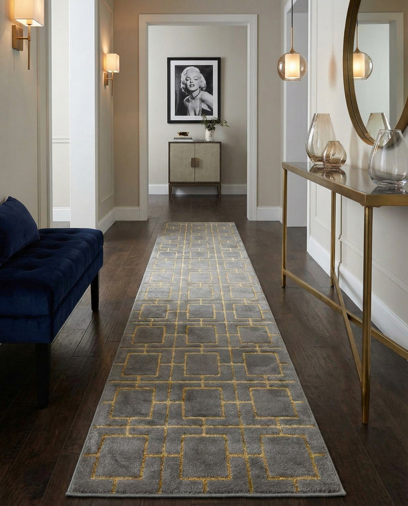 Hollywood Luxe Collection Area Rug -  Beverly (Gray Gold) Runner Gray Gold  lifestyle 41
