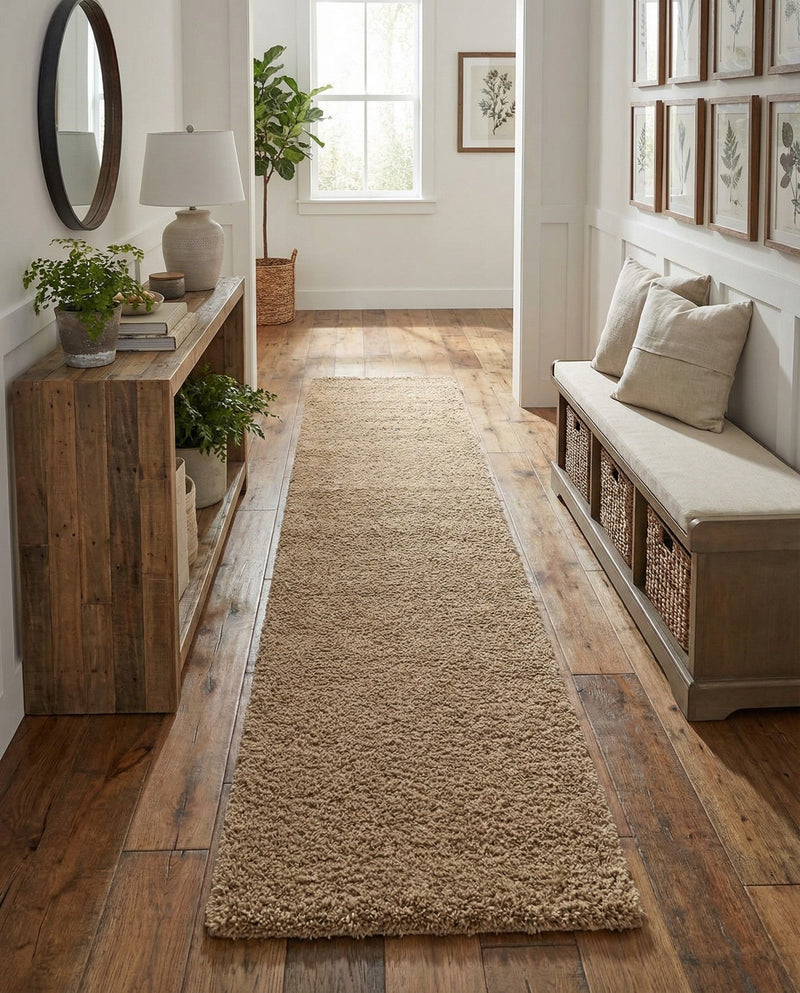 Plush Oasis Collection Area Rug - Serenity (Sandy Brown) Runner Sandy Brown  lifestyle 74