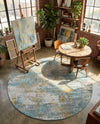 Arcadia Rugs Collection Area Rug -  Nirvana Round Cream Blue  lifestyle 65