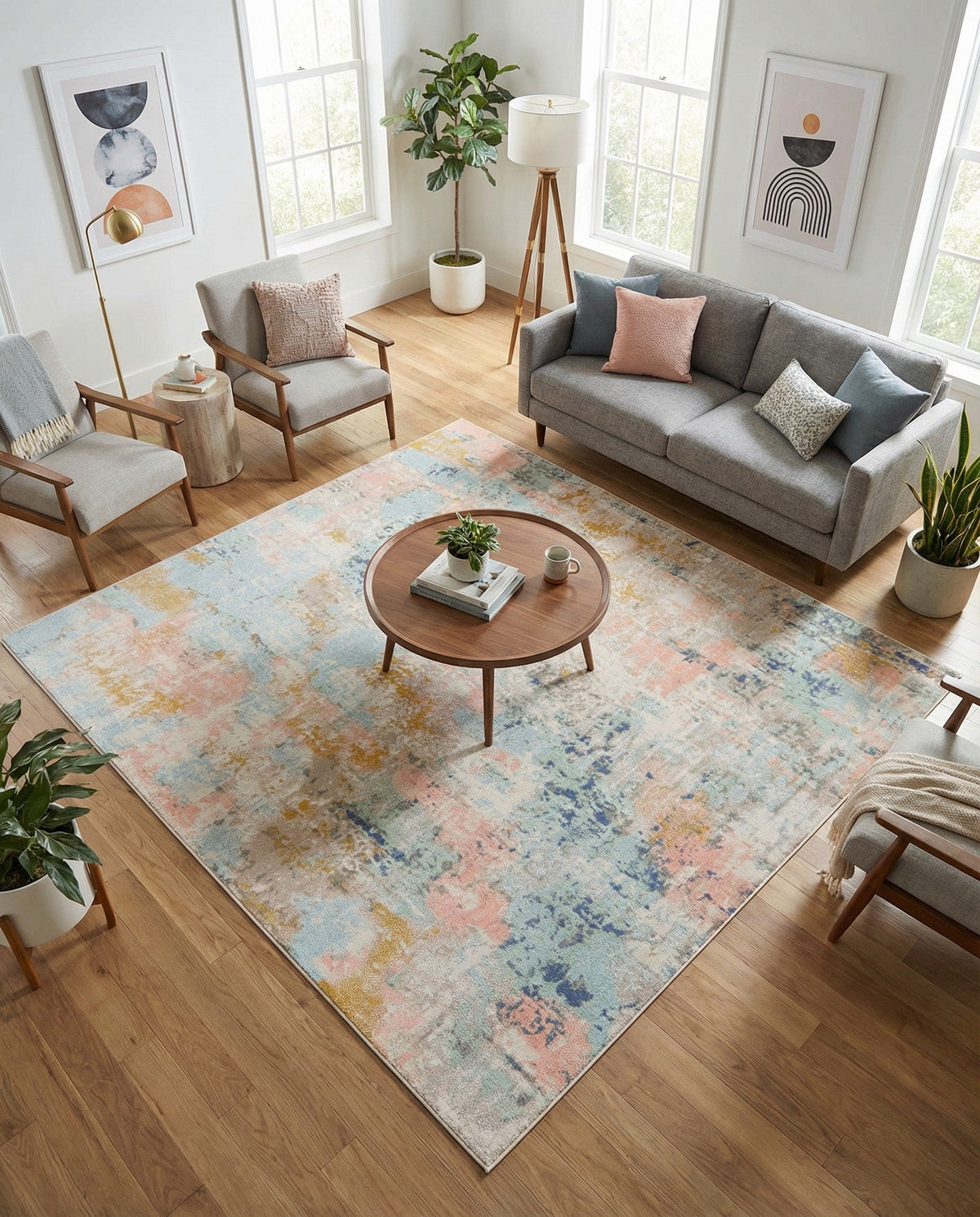 Lagoon Oasis Collection Area Rug -  Seagrass Square Multi  lifestyle 90