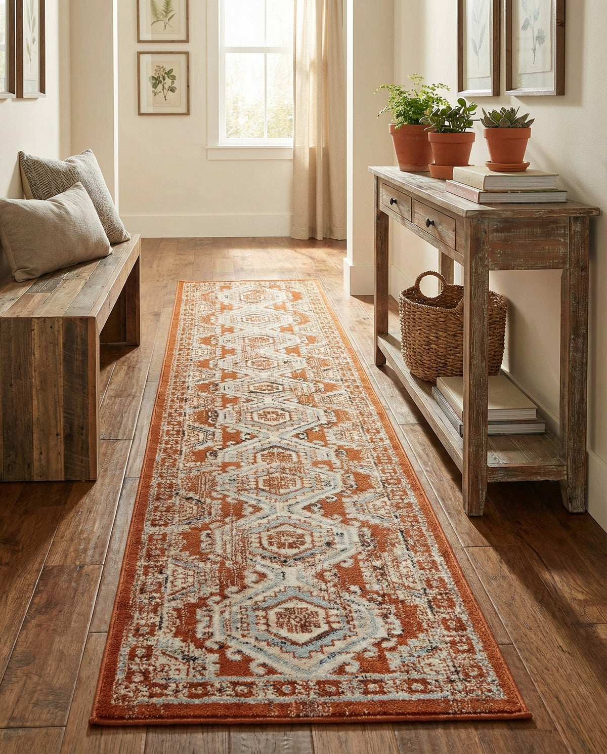 Savannah Elegance Collection Area Rug -  Tybee (Terracotta) Runner Terracotta  lifestyle 118