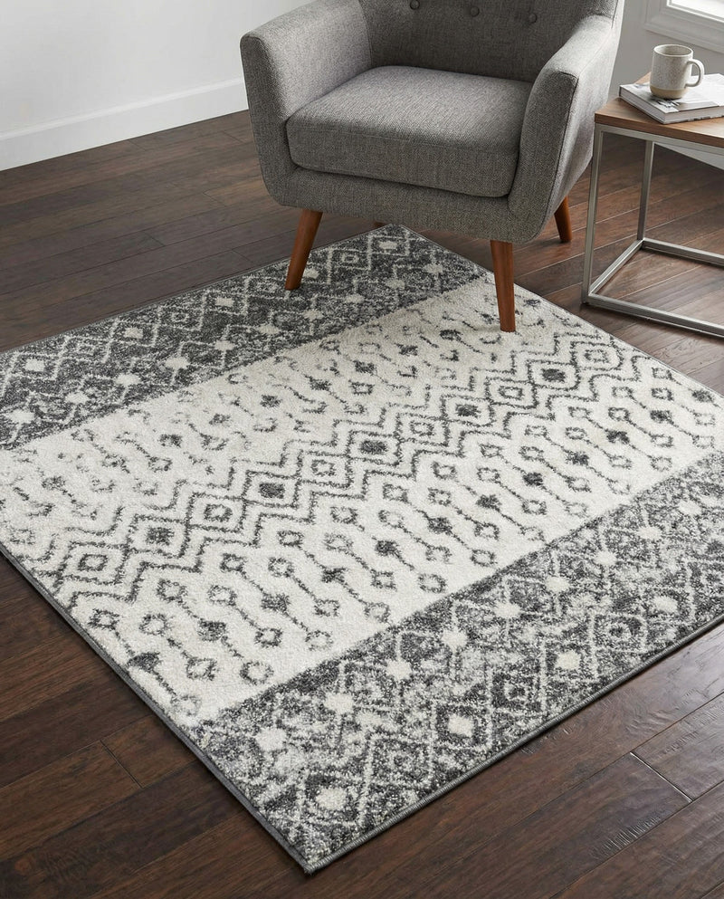 Mediterranean Lattice Collection Area Rug -  Casablanca (Ivory and Gray) Square Ivory and Gray  lifestyle 51