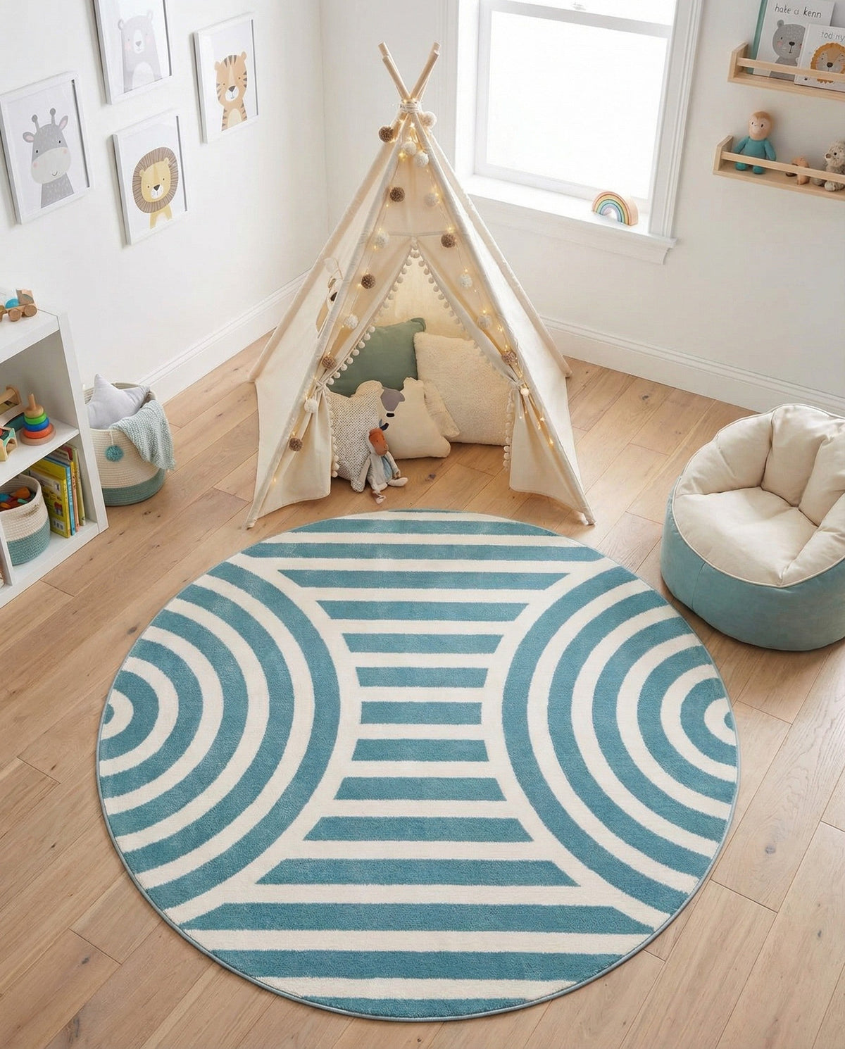Wonder Tykes Collection Area Rug -  Joydale Round Sky blue  lifestyle 172