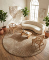 Solid Shag Seaside Collection Area Rug - Azure Cove (Light Brown) Round Light Brown  lifestyle 29