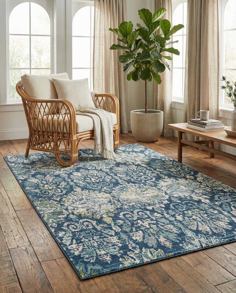Savannah Elegance Collection Area Rug -  Forsyth Rectangle Navy Blue  lifestyle 5