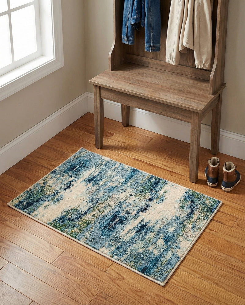 Chromatic Oasis Collection Area Rug -  Serene Rectangle Light Blue  lifestyle 5