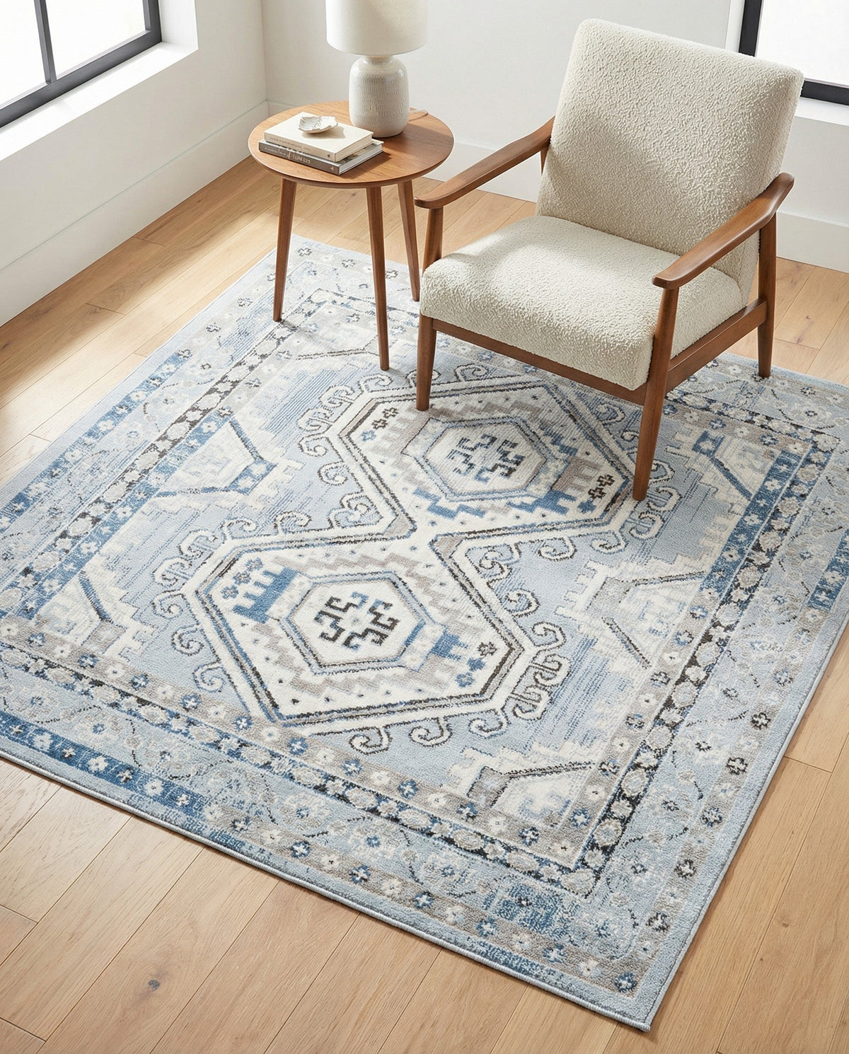 Savannah Elegance Collection Area Rug -  Tybee (Aqua Blue) Square Aqua Blue  lifestyle 95