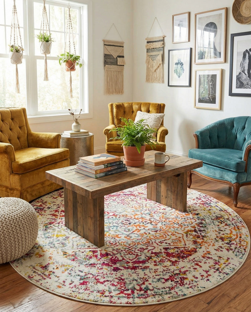 Georgetown Rugs Collection Area Rug - Dupont (Light Multi) Round Light Multi  lifestyle 59