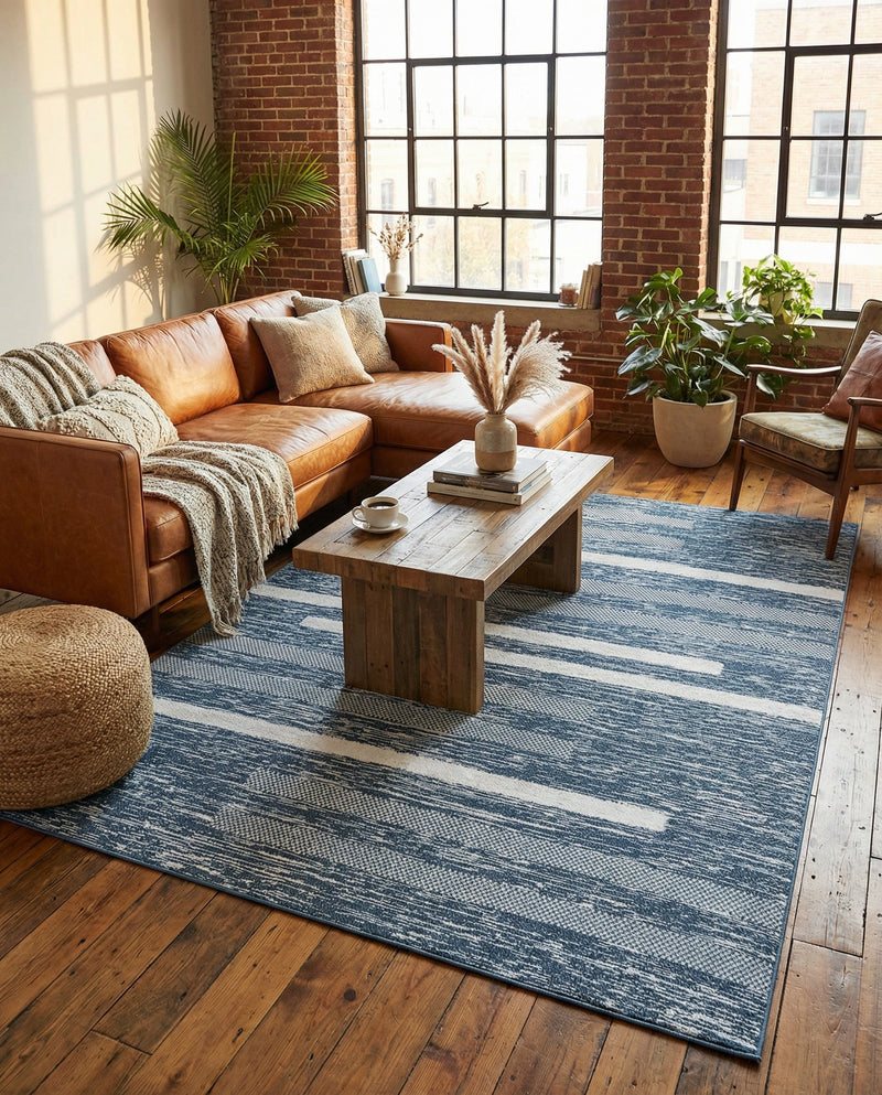 Cathedral Elegance Collection Area Rug - Chapel Rectangle Navy Blue  lifestyle 53