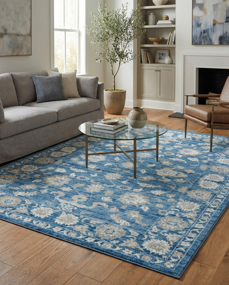 Charleston Elegance Collection Area Rug -  Seaport (Blue) Rectangle Blue  lifestyle 13