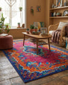 Caribbean Cove Collection Area Rug -  Nevis Rectangle Fuchsia  lifestyle 8
