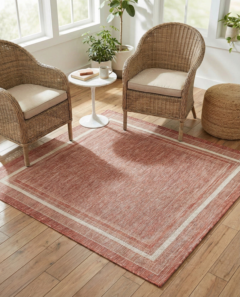 Terrace Fringe Collection Area Rug - Veranda (Rust Red) Square Rust Red  lifestyle 41
