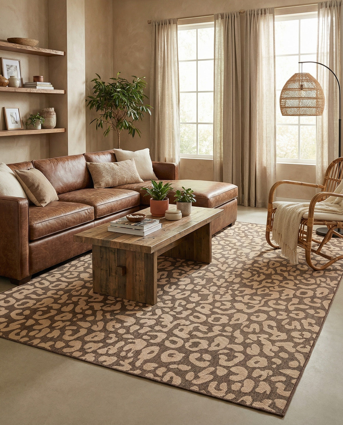 Sahara Sands Collection Area Rug -  Buto Rectangle Brown  lifestyle 26