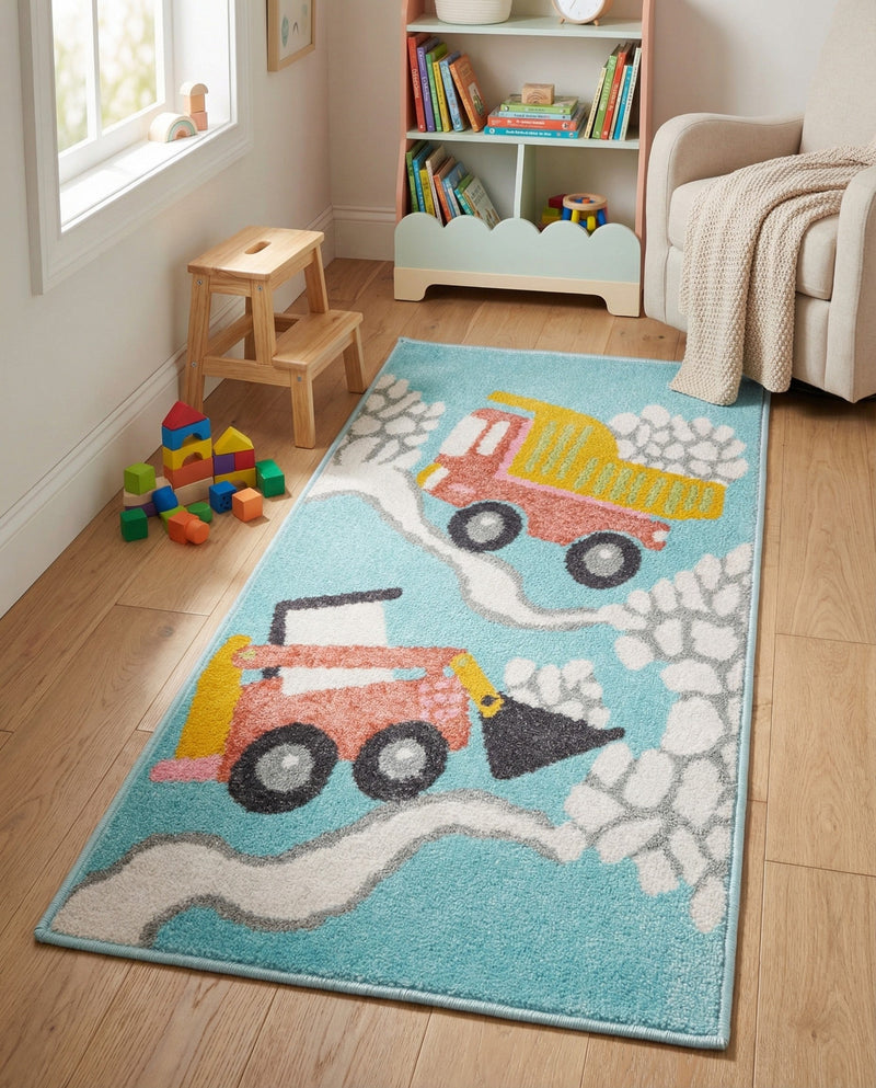 Wonder Tykes Collection Area Rug -  Labyrinth Runner Teal  lifestyle 33