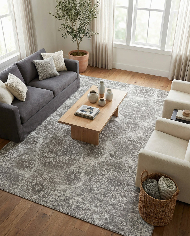 Riviera Elegance Collection Area Rug -  Monaco (Light Gray) Rectangle Light Gray  lifestyle 23