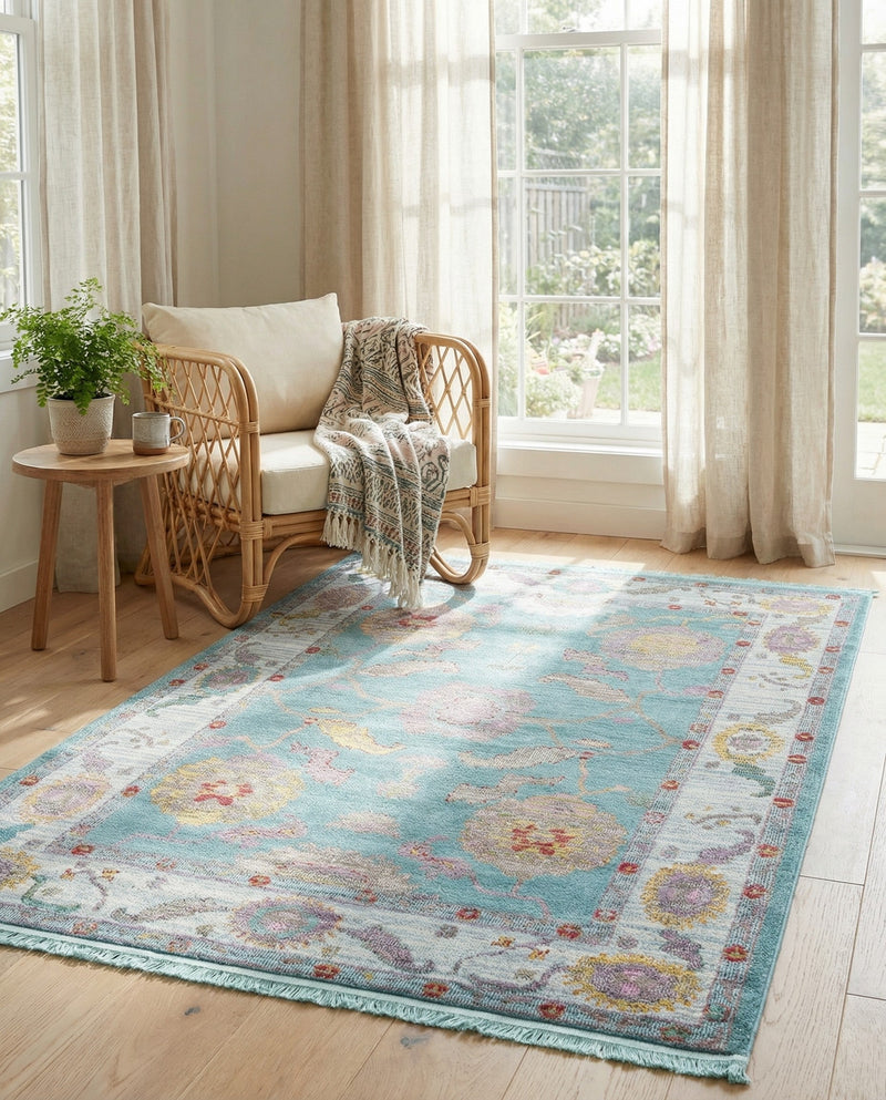 Arcadia Rugs Collection Area Rug - Eden (Aqua and Blue) Rectangle Aqua and Blue  lifestyle 13