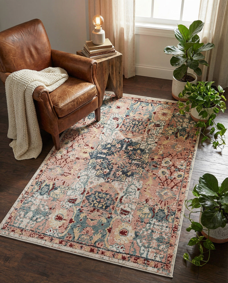 Savannah Elegance Collection Area Rug -  Azalea Rectangle Pink  lifestyle 30