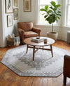 Heritage Elegance Collection Area Rug -  Winterthur (white Gray) Octagon white Gray  lifestyle 77