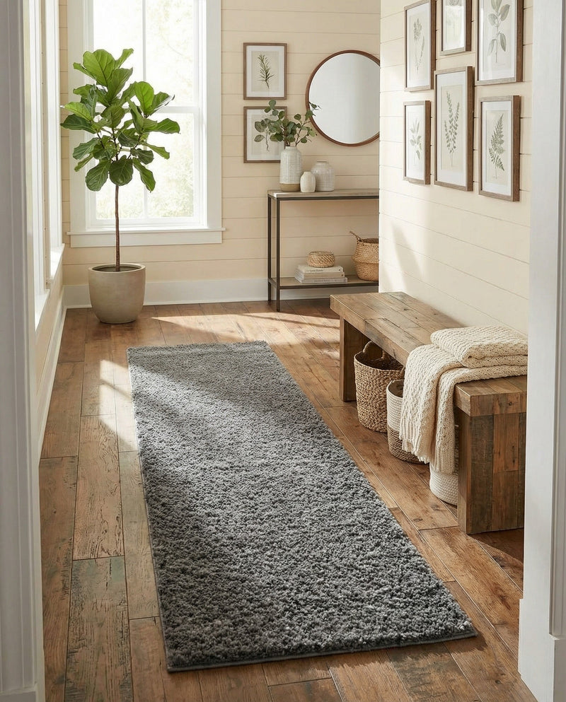 Cozy Comfort Shag Collection Area Rug - Haven (Pebble Gray) Runner Pebble Gray  lifestyle 63
