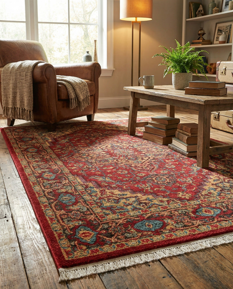 Persian Elegance Collection Area Rug -  Khorasan Rectangle Red  lifestyle 9