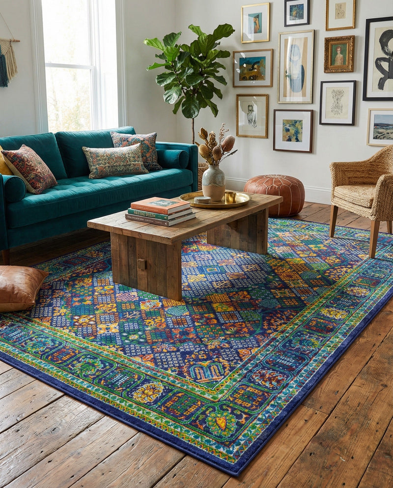 Caribbean Cove Collection Area Rug -  Mustique Rectangle Navy Blue  lifestyle 25