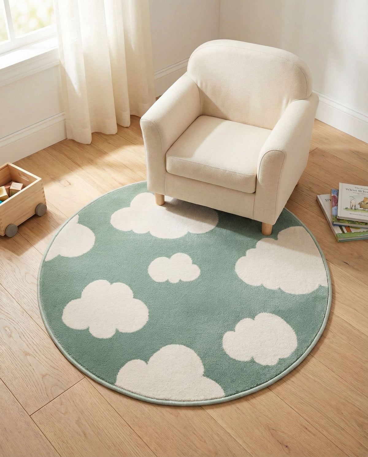 Wonder Tykes Collection Area Rug -  Dreamview Round Soft Green  lifestyle 101