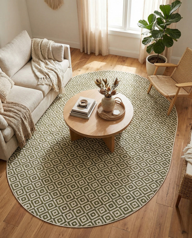 Urban Oasis Rugs Collection Area Rug -  Rooftop (Green) Oval Green  lifestyle 48