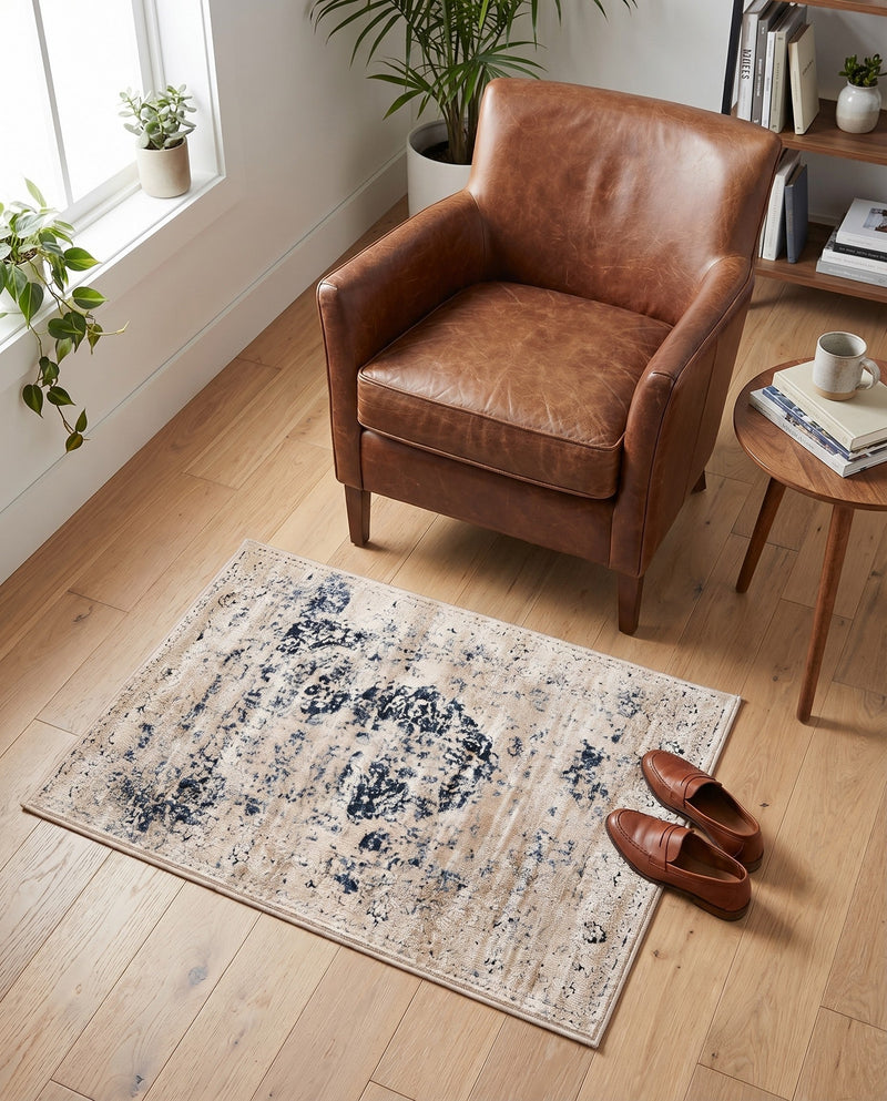 Coastal Manor Collection Area Rug -  Dunes Rectangle Dark Blue  lifestyle 13