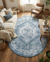 Patio Heritage Collection Area Rug -  Augusta (Blue) Oval Blue  lifestyle 30