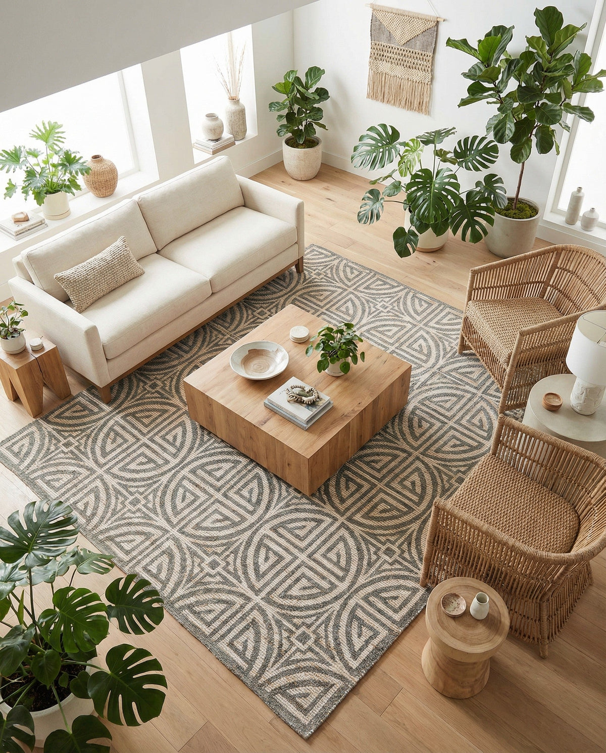 Savannah Threads Collection Area Rug -  Thar Square Gray and Ivory  lifestyle 154