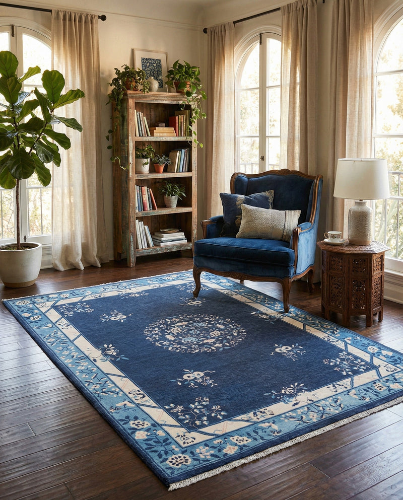 Bazaar Chic Collection Area Rug -  Ouarzazate Rectangle Navy Blue  lifestyle 11