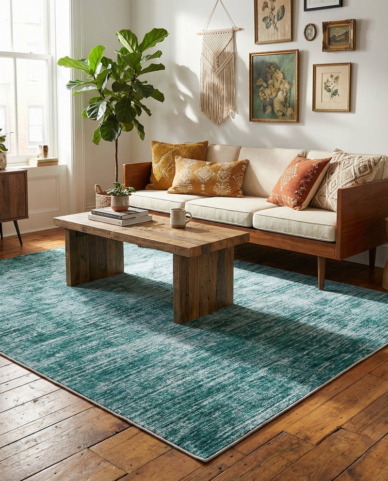 Sahara Essence Collection Area Rug - Oasis (Teal) Rectangle Teal  lifestyle 18