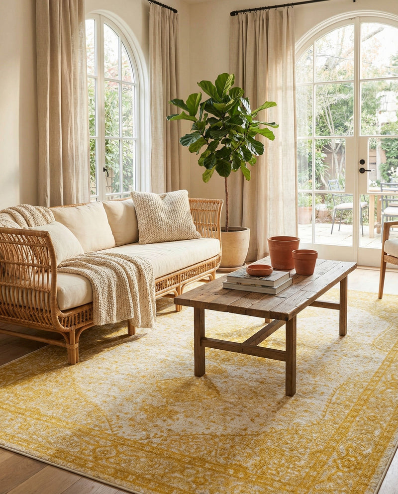 Dover Terrace Collection Area Rug - Marina (Yellow) Rectangle Yellow  lifestyle 14