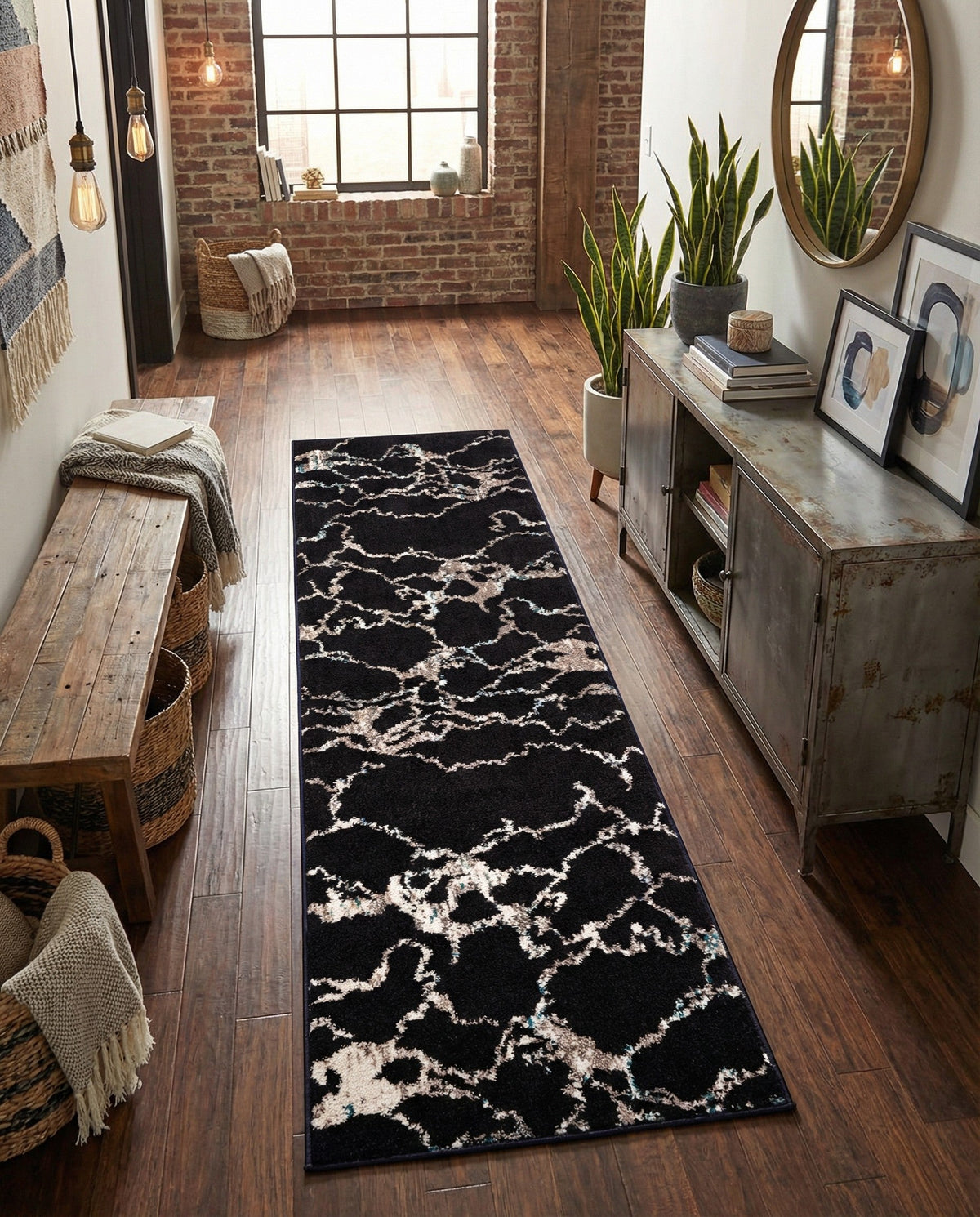 Brighton Terrace Collection Area Rug -  Aldrington Runner Navy Blue  lifestyle 128