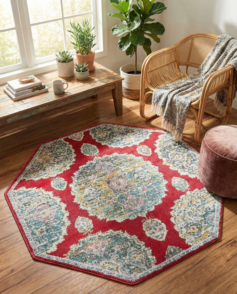 Arcadia Rugs Collection Area Rug -  Atlantis (Red) Octagon Red  lifestyle 30