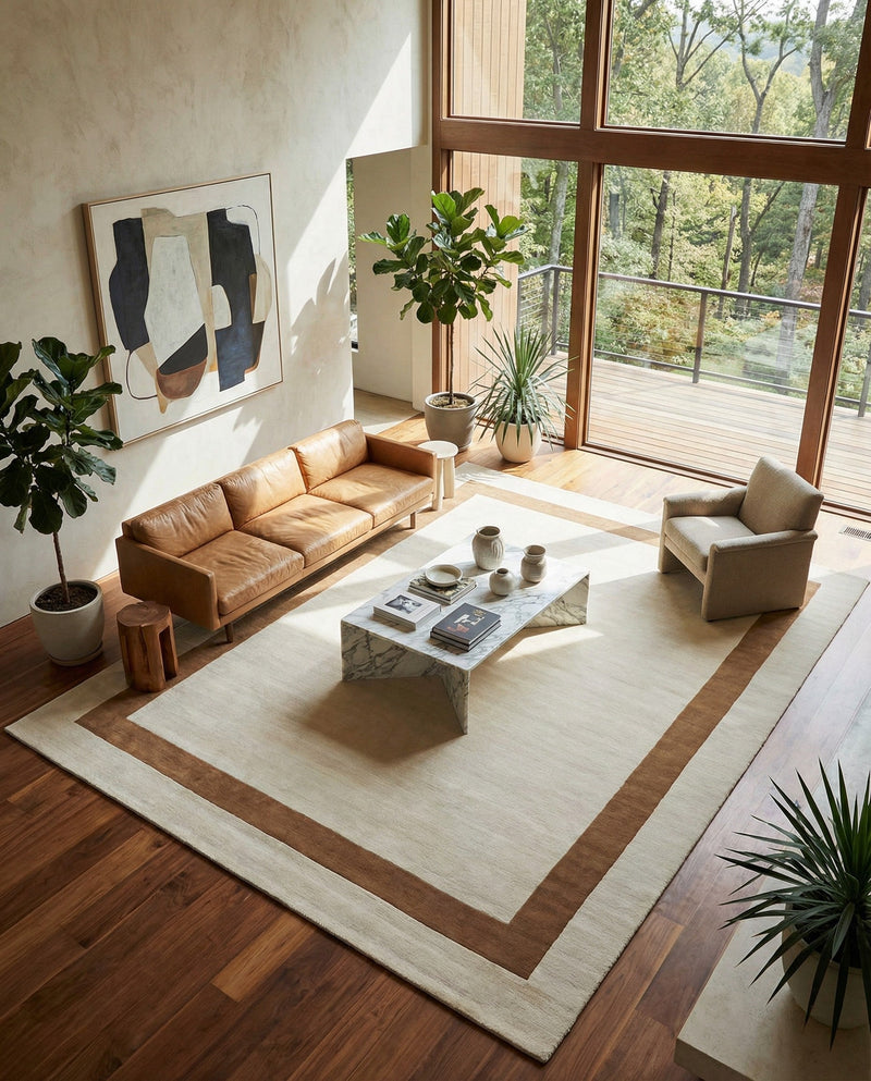 Savannah Borders Wool Collection Area Rug - Chatham Rectangle Ivory  lifestyle 41
