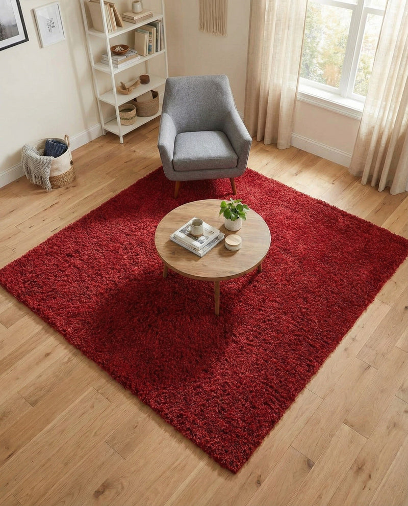 Plush Oasis Collection Area Rug - Serenity (Cherry Red) Square Cherry Red  lifestyle 60