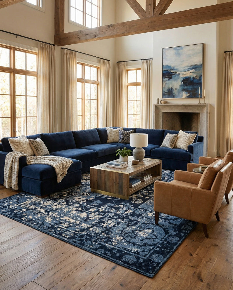 Horizon Collection Area Rug -  Zenith Rectangle Blue  lifestyle 54