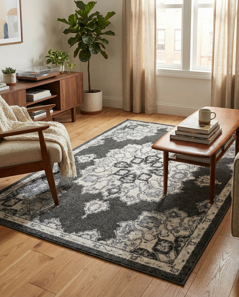 Beverly Grove Collection Area Rug - Melrose (Charcoal) Rectangle Charcoal  lifestyle 9